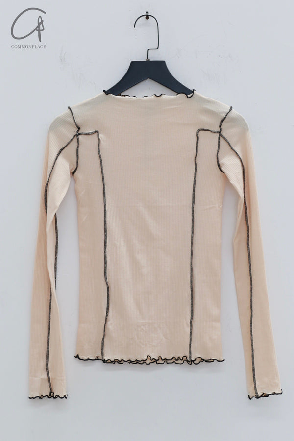 BASERANGE Long Sleeve T-Shirt TTML Collection Ribbed Cotton Portugal BAS-TTML-RB-SU24-KANO PINK